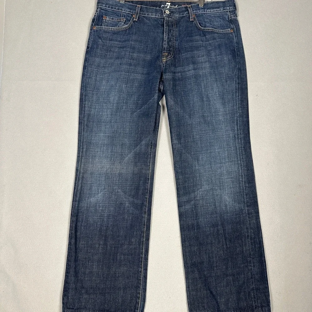 7 For All Mankind Jeans Mens 38 Blue Relaxed Fit Dark Wash Denim Made In USA
